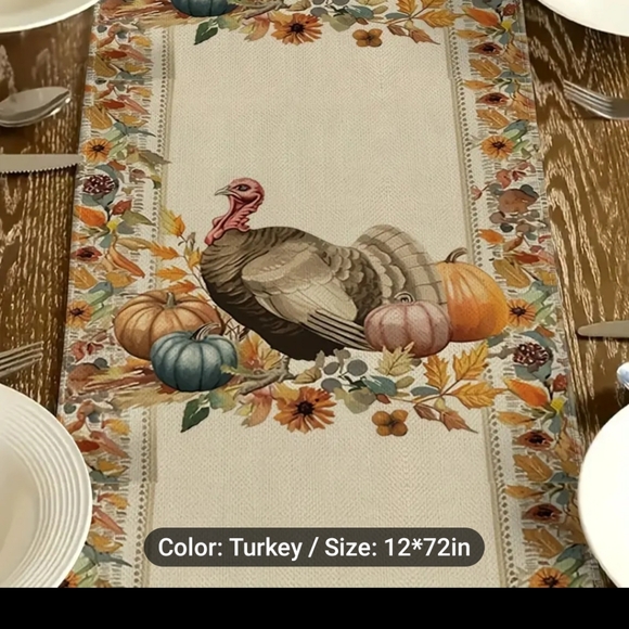 New Fall Turkey Table Runner 13x72 - Picture 3 of 3